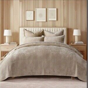 EVERGRACE  Velvet Quilt Set King Size, Luxurious Soft Quilted Bedding Sets